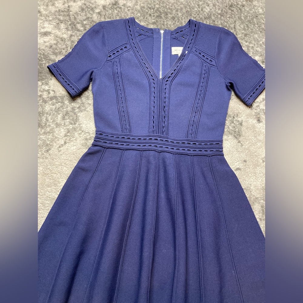 Sold! Milly stretchy knit blue cut out dress